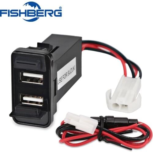 FISHBERG For Mazda Honda Suzuki Mitsubishi Dual USB Charger dapter Power 5V 2.1A Car Dual USB Charger Socket Interface Charge