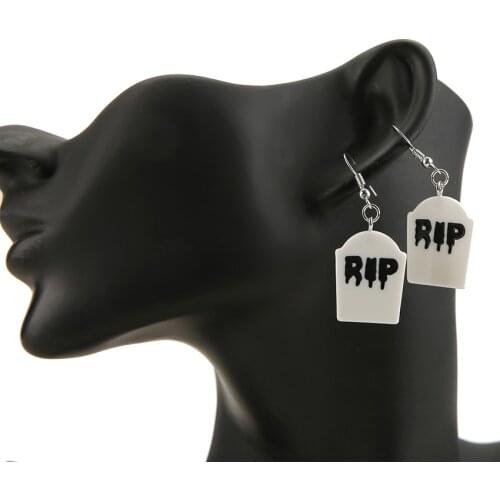 1pair Women Earrings Resin RIP Drop flatback resin RIP Earrings for Children Gift Woman Jewelry