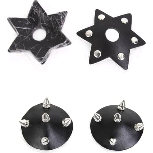 1 Pair Sexy Pasties Stickers Women Lingerie Leather Breast Bra Self Adhesive Hexagram Round Shape Rivet Bra Nipple Cover