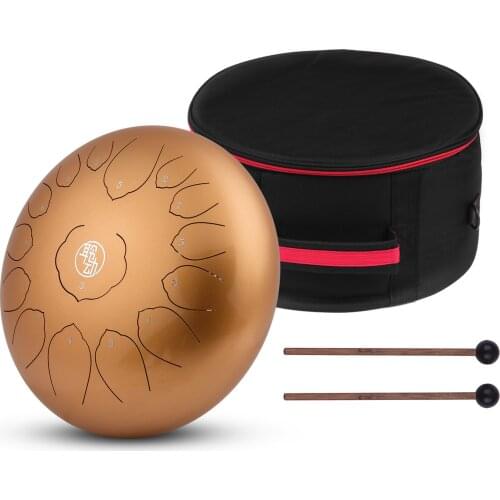 14 Inch Steel Tongue Drum hand drum 15-Notes C-Key Percussion Instrument with Mallets Drum Bag Wiping Cloth
