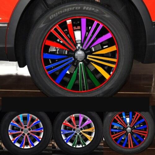 18 Inch Red Blue Green Laser Silver Purple Gold Carbin Fibre Decorative Wheel / Rims Stickers For Volkswagen Tiguan BA087A