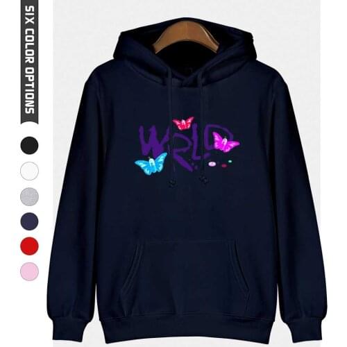 2021 Popular Men Women Harajuku Pullovers Juice Wrld Hoodies Fashion Butterfly Print Couples Hoodie Juice Wrld Loose Sweatshirt