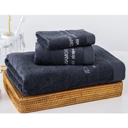 3pcs / Set Towel Set 100% Cotton Square Rectangle Face Bath Towel Solid Color Strong Water Absorption Use for Home Bathroom