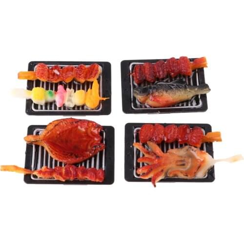 4pcs 1/6 Dollhouse Miniature Kitchen Food Barbecue BBQ - Iron Plate, Kids Children Pretend Play Toys
