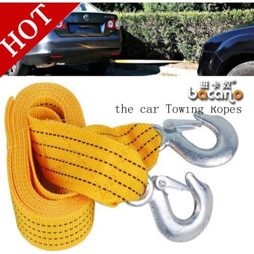 BACANO Car Tow Cable Heavy Duty Towing Pull Rope 4M 5 Ton Strap Hooks Van Road Recovery Free Shipping