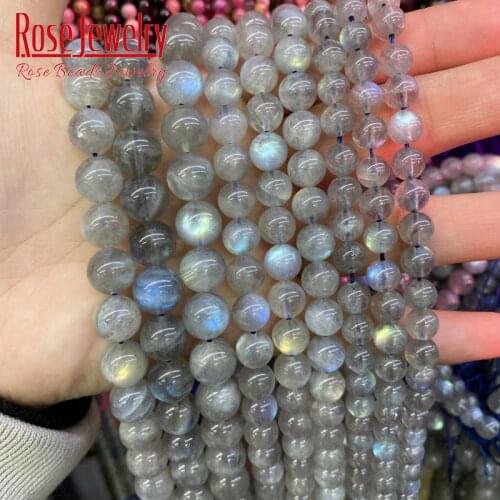 Top Quality Natural Labradorite Larvikite Stone Beads Round Beads For Jewelry Making DIY Bracelets Accessories 15" 4/6/8/10mm