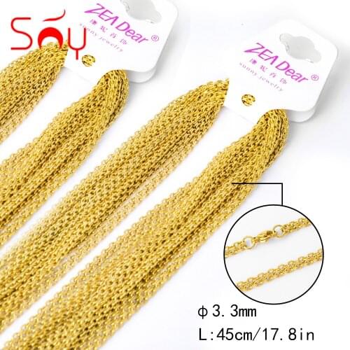 Sunny Jewelry 10pcs 45cm Gold Stainless Steel Necklaces Link Chain In Bulk for Women Man Classic Trendy For Daily Wear Gift