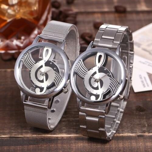 Women Creative Hollow Music Note Notation Watch Fashion Luxury Ladies Silver Mesh Belt Quartz Watches Gift Clock Zegarek Damski