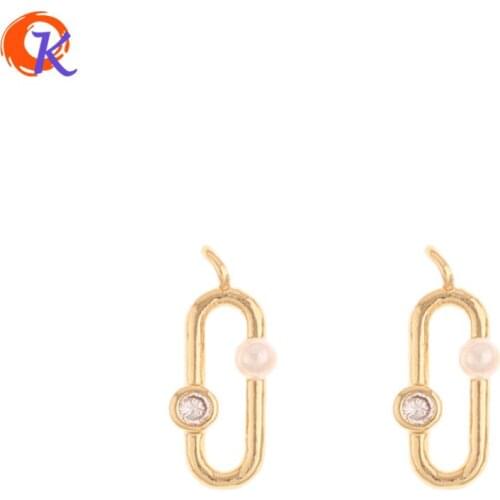 Cordial Design 40Pcs 6*14MM Jewelry Accessories/CZ Charms/DIY/Genuine Gold Plating/Imitation Pearl/Hand Made/Earring Findings