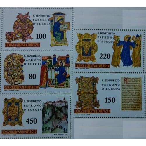 A30 5PCS vatican, 1980， Post Stamps Postage Collection