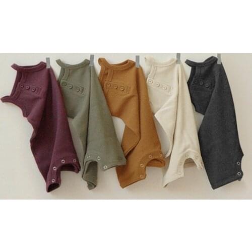 Korean Style Newborn Baby Girls Boys Jumpsuit Overall Cotton Waffle Sleeveless Solid Clothes Summer Toddler Baby Boy Girl Romper