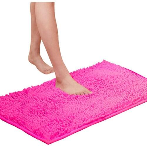40x60CM Large Size Solid Blue Color Microfiber Chenille Bathroom Floor Mat Anti-Slip Kitchen Bathroom Floor Mat Doormat