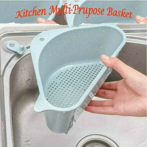 Kitchen Multi-purpose Basket Triangle Vegetable Storage Holder Drain Shelf Storage Tool