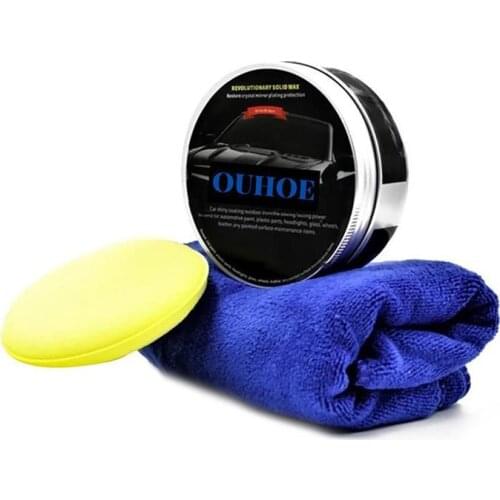 120g Car Wax Crystal Plating Set With Sponge Towel Hard Glossy Carnauba Wax Paint Care Coating Tiny Scratch Repair Maintenance