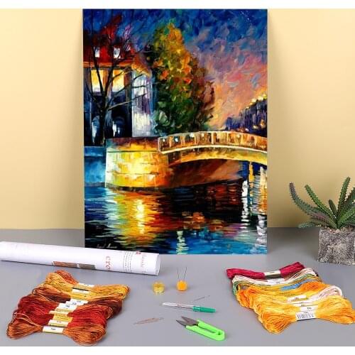Sleepy Bridge Printed 11CT Cross Stitch Embroidery Kit DMC Threads Handmade Handicraft Needlework Sewing Different For Magic