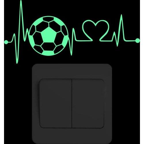 Soccer Heartbeat Wall Decal Glowing Football Switch Sticker for Boys Bedroom Kid Room DIY Decoration Home Decor Luminous Sticker