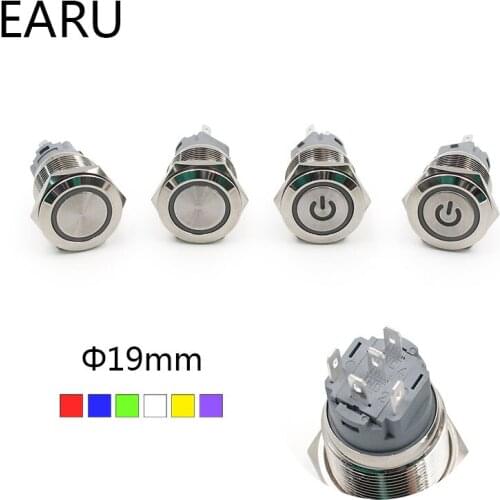 New type 19mm Waterproof Momentary latching Stainless Steel Metal Doorbell Bell Horn Push Button Switch LED Car Auto Engine PC