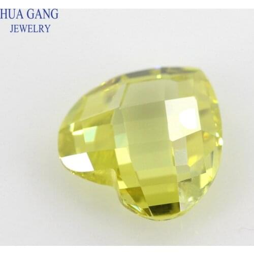 Olive Heart Shape Cubic Zirconia Double Checkboard Loose CZ Stone Synthetic Gems Beads For Jewelry 3x3-10x10mm