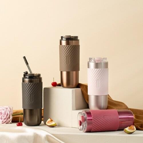 Premium Travel Coffee Mug Stainless Steel Thermos Tumbler Cups Portable Summer Water Cup With Non-slip Case Vacuum Flask