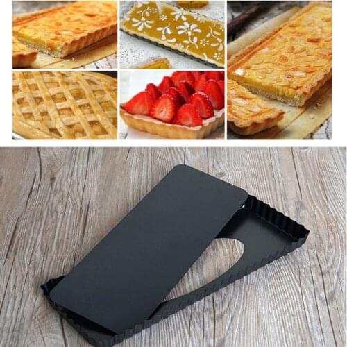 Rectangle Fluted Pie Tart Pan Mold Baking Removable Bottom Nonstick Quiche Tool R7UB