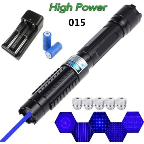 The most powerful blue laser pointer, high-power military 450nm blue laser, adjustable focus, burning matches/candles/cigars