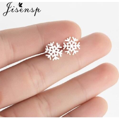 Jisensp Geometric Snowflake Stud Earrings Creative Fashion 925 Sterling Silver Earrings for Women Men Christmas Jewelry Gift
