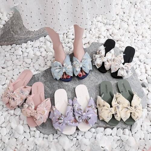 Flower Bow Women Slippers Summer New Fashion Flip Flops Beach Slides Grils Sweet Comfortable Shoes Outdoor Beach Flip Flops