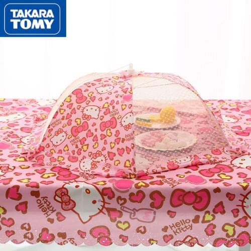 TAKARA TOMY Cartoon Hello Kitty Cute Dining Table Cover Simple Dust-proof Household Kitchen Folding Table Cover Vegetable Cover
