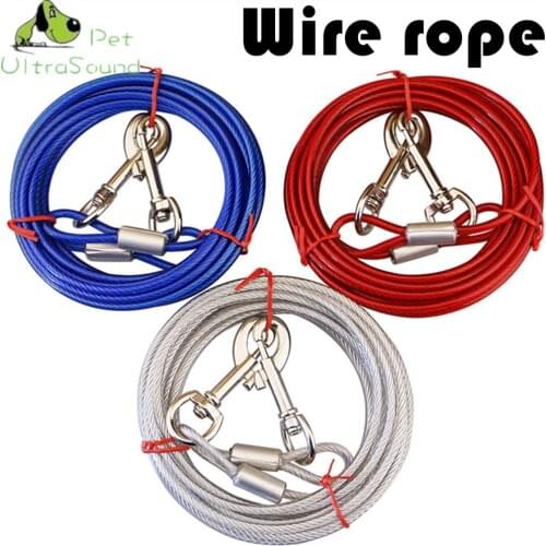ULTRASOUND PET 3M 5M 10M Steel Wire Tow Rope Leash Cable With Dual Heads Metal Hooks Lead Strap For Small Large Pet Cat Dog