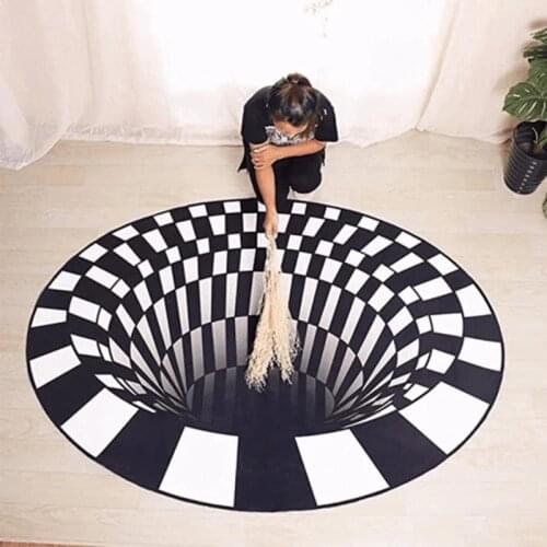 Vortex Illusion Rug 3D Trap Effect Printing Carpet Bedroom Living Room Study Room Floor Mat pjop