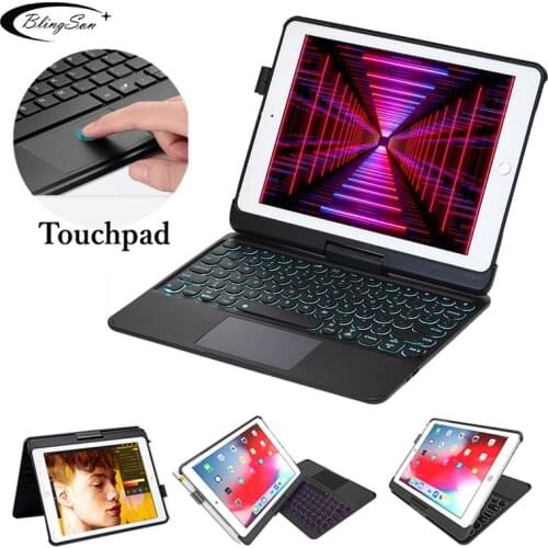 360 Rotation Keyboard Case For iPad 9.7 2017 2018 Pro 9.7 With Touchpad Bluetooth Keyboard Cover for iPad 5 6 Air 1 2 Stand Case