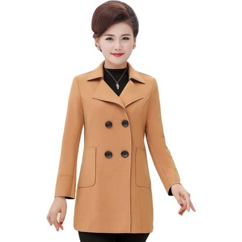 High quality new spring autumn windbreaker coat womens fashion medium length loose plus size POLO collar tops female overcoat