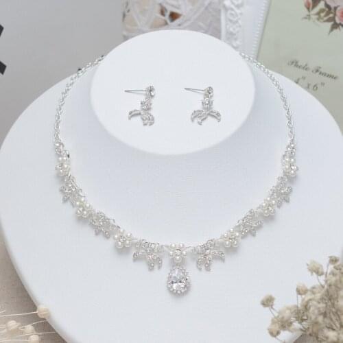 Pearl Wedding Jewelry Sets Zircon Necklace Earring 2019 New Fashion Jewelry Wholesale Accessory