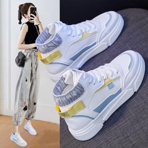 2021 Spring new high-top white shoes womens vulcanized shoes street shooting casual running shoes