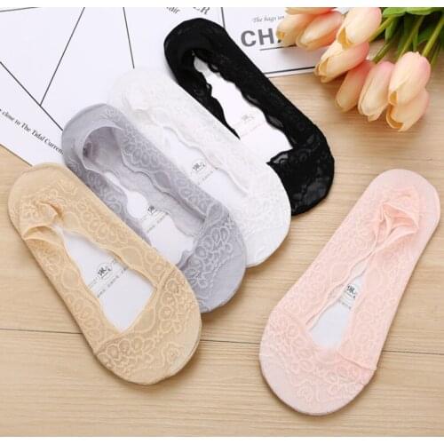 Ladies Summer Thin Sock Slippers Silicone Antiskid Ice Silk Socks Seamless Invisible Women Boat Socks