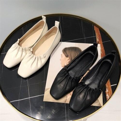 Fashion Brand Womens Shoes Genuine Leather Flats Shoes Round Toe Shallow Ballet Flats Hot Sale Casual Shoes