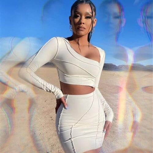 White Matching 2 Two piece Sets Short Skirt Tracksuits For WomenS Vintage Sportswear Suit Summer 2021 Female Clothing