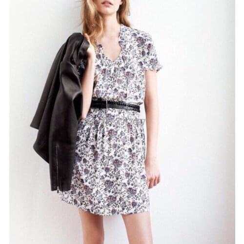 Top Quality Elfbop Viscose Women V Neckline Short Mini Dress With Ruffled & Drawstring Tie & Waist Smocked & Ribbon Detail