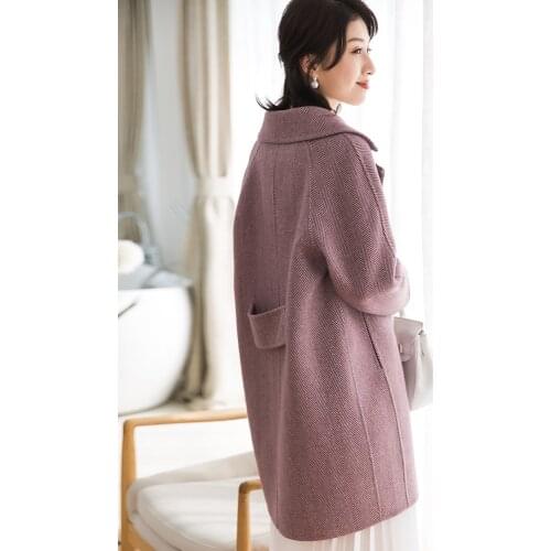 Womens Casual Double-sided Wool Coats 2020 Korean New Autumn Winter Wool Coat Women Long Female Jacket 38063 WYQ1756