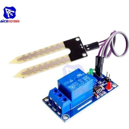 DC 12V 1 Channel Relay Module Soil Humidity Sensor Hygrometer Sensor Power Supply Board with LED Indicator 2 Pin Female Cable