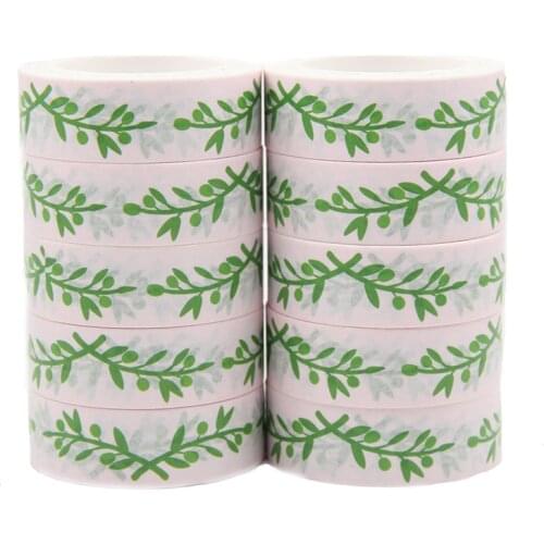 10PCS/lot 15MM*10M Green Leaves Washi Stickers Masking Tapes Decorative DIY Stationery office supplies kawaii washi tape set