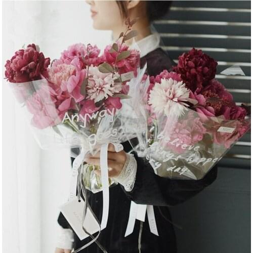 20 Pieces Opp English Thickened Waterproof Transparent Cellophane Paper Flower Shop Bouquet Wrapping Paper Materials