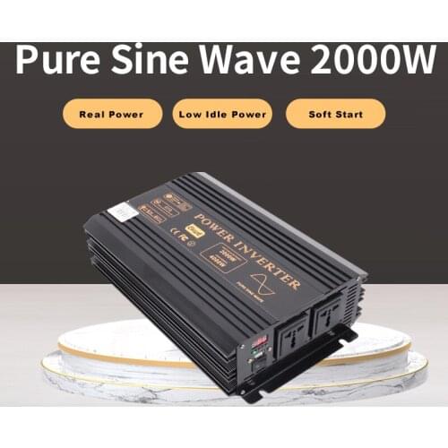2000W/solar pure sine wave inverter, sensor display LCD DC 12V24V36V48V60V72VPARA AC 220V solar 2 USB carlo transformer converte