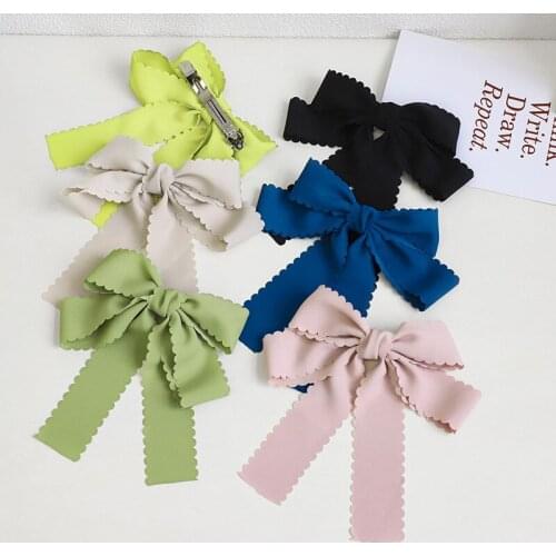 2021 Fashion Chiffon Satin Ribbon Barrette Bow Pure Color Fabric Cut Lace Bow Hairpin Hair Ornament Headwear Hair Accessories