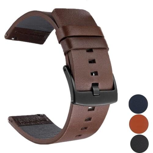 24mm 18mm Genuine Leather Women Man Watch Band for Samsung galaxy watch 3 45mm Strap Quick Release 20mm 22mm