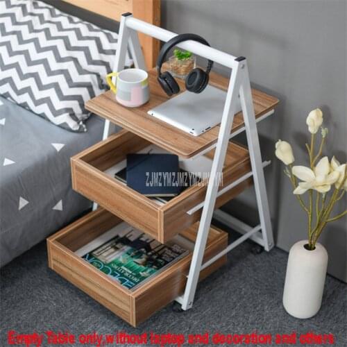 3 Layer Simple Creative Movable Tea Table File Cabinet Leisure Triangle Design Sofa Side Table With Wheel and Storage Drawer