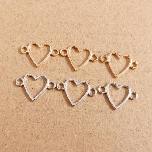 20pcs 24*16mm Hollow Love Heart Charms Connector for DIY Making Bracelets Pendants Necklaces Women Handmade Jewelry Accessories