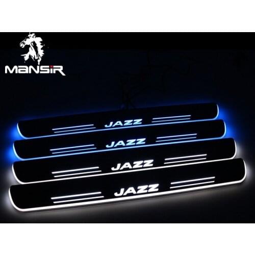 4PCS Door Acrylic Sill Plate Guard For Honda Jazz Fit 2014 2015 2016 2017 2018 2019 Pedal Pathway Welcome Car Scuff Led Lights