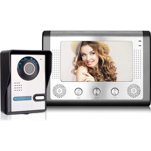 7-inch Wired Video Electronic Doorbell Home Video Intercom Doorbell Outdoor Unit Angle Adjustable with Infrared Night Vision