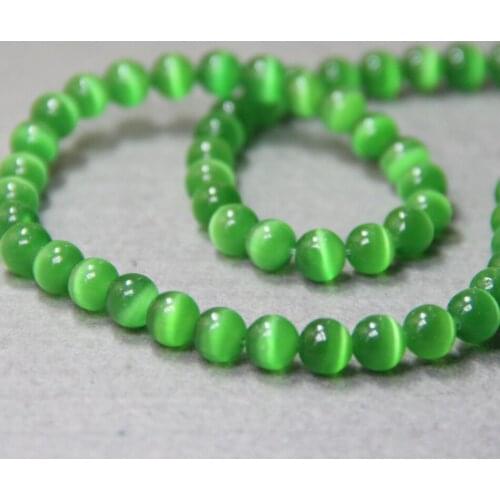 8mm Fashion New Green Glass Mexican cat eye beads chalcedony loose DIY 15" 2pc/lot Jewelry making design wholesale